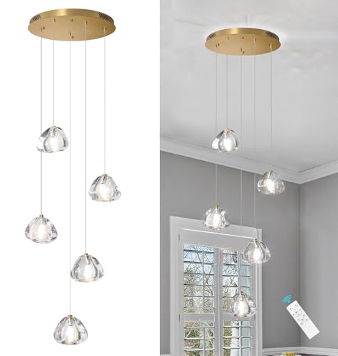 Modern LED Chandeliers for Dining Room Kitchen Pendant Lights Lighting for Island Dimmable Fixtures Bubble Crystal Floating Chandelier LED Lights Antique Gold