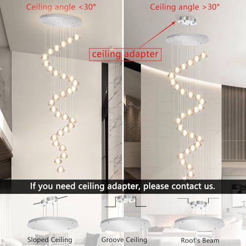 30 Lights Modern Crystal Chandeliers for Staircase LED Handing Light Fixture for Foyer Hallway Entrance (30 Count)