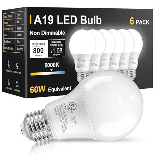 6 Pack LED Light Bulbs 60 Watt Equivalent (6 Count)