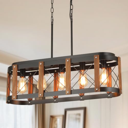 Rustic Farmhouse Wood Kitchen Island Lighting
