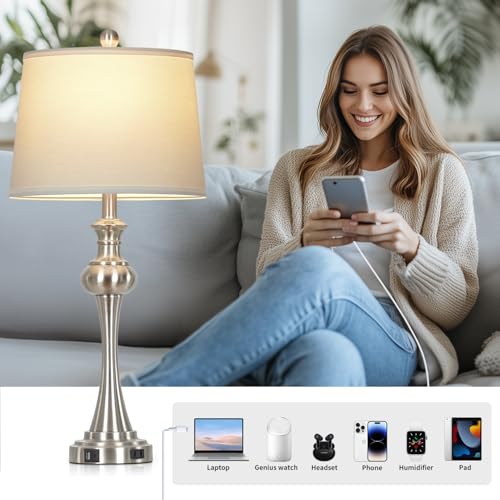 28.75" Silver Table Lamps for Living Room (2 Count)