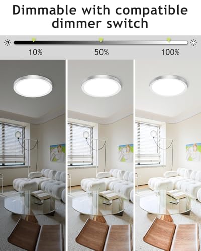 2PACK Flush Mount LED Ceiling Light Fixture Brushed Nickel (2 Count)