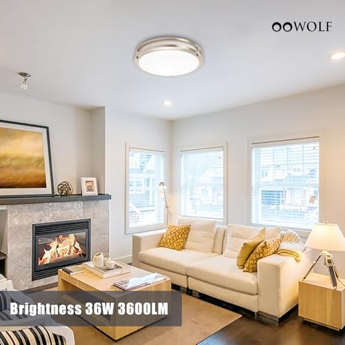 12inch LED Flush Mount Ceiling Light Fixture Dimmable Brushed Nickel (2 Count)