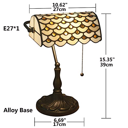 Tiffany Style Bankers Table Lamp Stained Glass Piano Desk Lamp Vintage Bedroom Bedside Lamp for Study