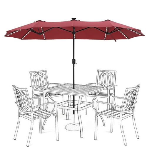 13 ft Patio Umbrella with 120 LED Solar Lights Outdoor Umbrella
