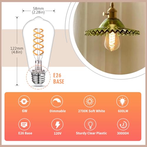 6Pack Edison Light Bulbs 60W Equivalent (6 Count)