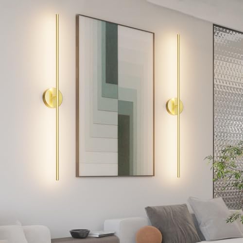 40In Modern Gold Bathroom Sconce Vanity Light Over Mirror Hardwired 3000K Bathroom Light Fixture 360° Rotatable for Bedroom Living Room