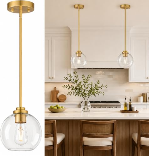 2 Pack Gold Globe Pendant Lights (2 Count)