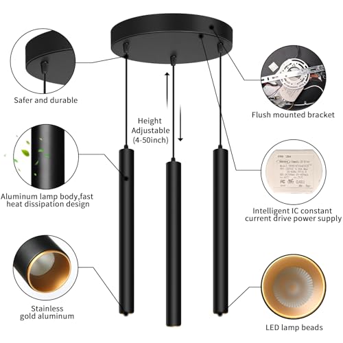 Modern 3 Light Pendant Light Fixtures Round Pendant Lights (3 Count)