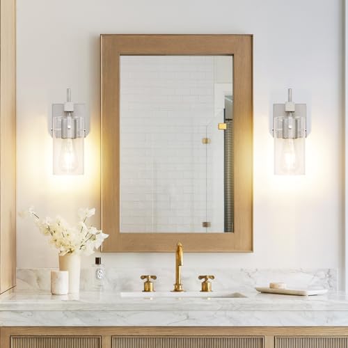 1 Light Vintage Vanity Light Brushed Nickel Bathroom Light Fixture Over Mirror for Bath Glass Shade Wall Light Modern Light Fixture