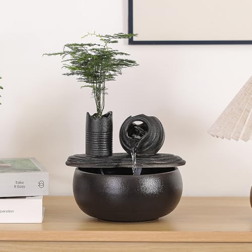 Ceramic Tabletop Fountain Water Feature Fall Indoor and Outdoor Decoration