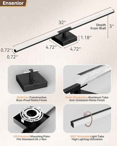 32" Modern Black Bathroom Vanity Lights