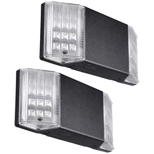 2 Pack LED Emergency Lighting with Battery Backup Black (2 Count)