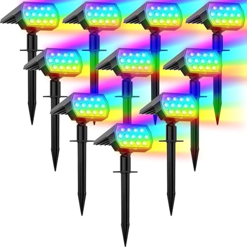 Color Changing Solar Lights Outdoor IP68 Waterproof (10 Count)