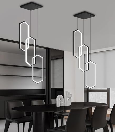 3 Rings Dimmable Pendant Lighting Adjust LED Mini Chandelier Ceiling Light Fixtures for Kitchen Island Dining Room Living Room Bedroom Black