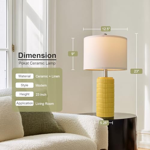 23" Yellow Table Lamps Set of 2 (2 Count)