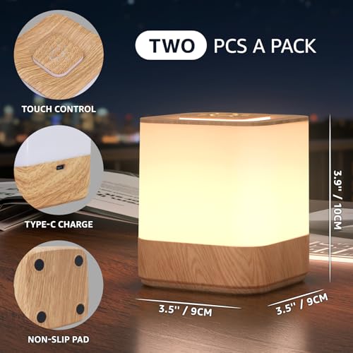 2 Pack Rechargeable Small Night Light Touch Dimmable Cordless Lamp (2 Count)