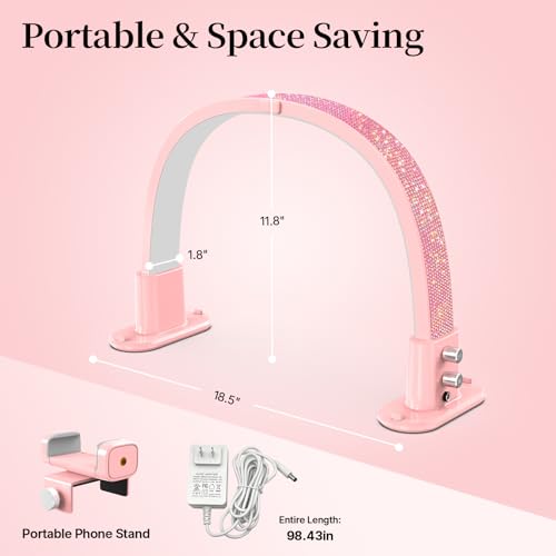 Half Moon Nail Lamp for Desk Portable Nail Desk Lamp with Phone Holder
