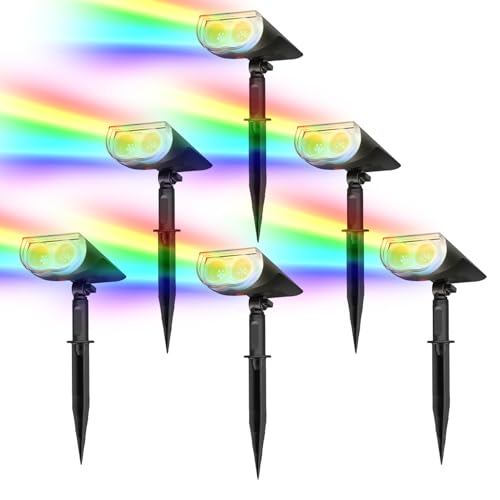 RGB Solar Spotlights Outdoor Waterproof 9 Modes Multicolor 6 Pack (6 Count)