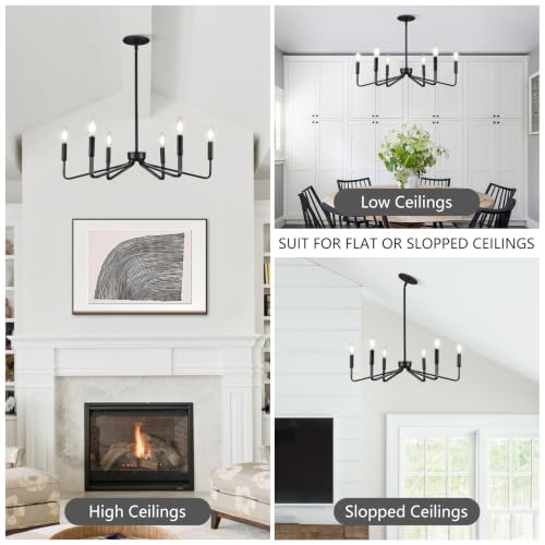 6 Light Black Dining Room Chandelier (6 Count)