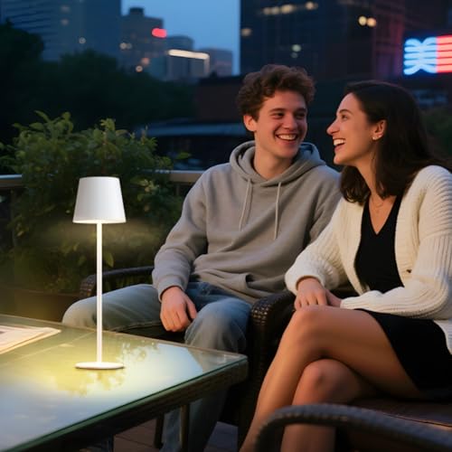2 Pack Cordless Table Lamp Rechargeable 5000mAH Battery Operated Lights Touch Control LED Portable Desk Lamps 3 Color Dimming for Outdoor Coffee Bedroom Kitchen (2 Count)