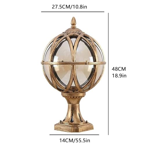 Outdoor Post Light Fixture Hardwired Column Lights with Amber Glass Globe