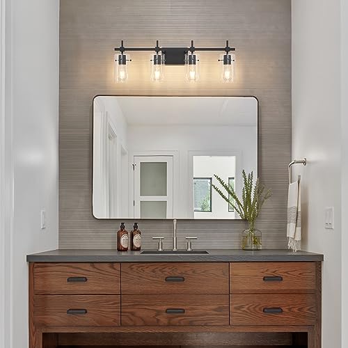 4 Lights Vanity Light Black Bathroom Vanity Lights Over Mirror Vanity Lights for Mirror Bathroom Light Fixture