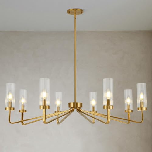 Modern Brushed Gold 8‑Light Chandelier for Living Room