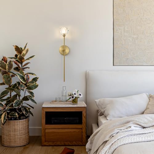 Gold Crystal Wall Sconces Brushed Brass Mid Century Modern Bathroom Sconce