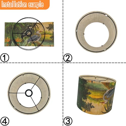 Rustic And Retro Bamboo Drum Lamp shade Tropical Colorful Animals Design