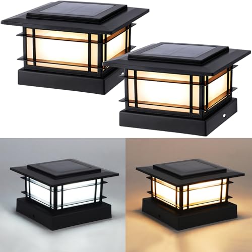4x4 Solar Post Cap Lights Outdoor with 2 Color Modes (2 Count)