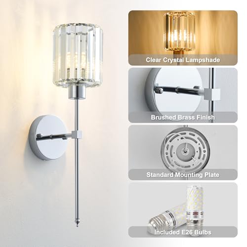 Hardwired Crystal Wall Sconces Set of 2