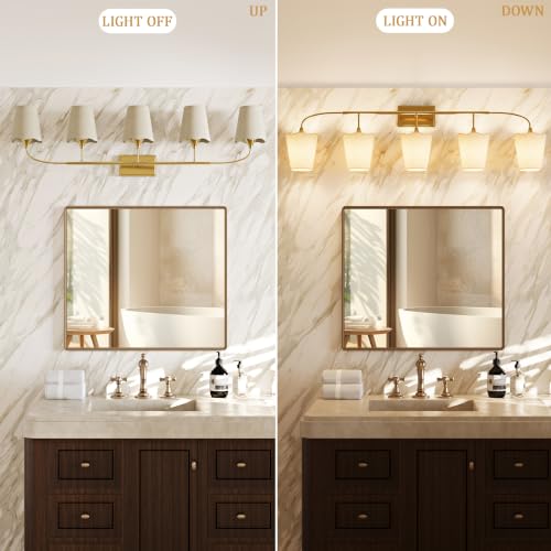 Bathroom Light Fixtures Over Mirror (Gold / 5 Light)