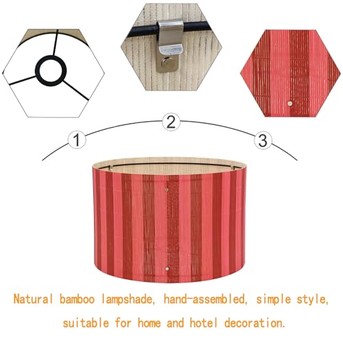 Pendant Lamp Shade Rustic Minimalist Red Stripe Decorative 13.8x9Inch