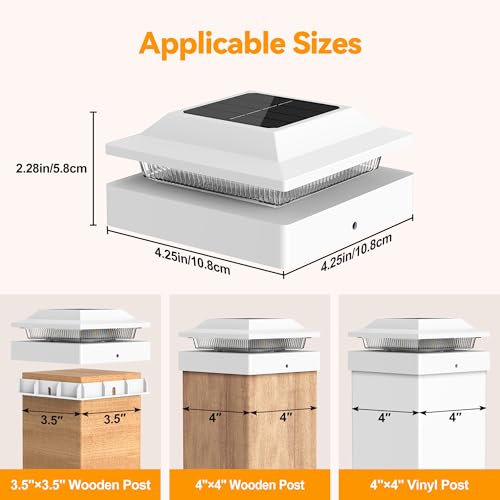 Solar Post Cap Lights for 4x4 Wood (6 Count)