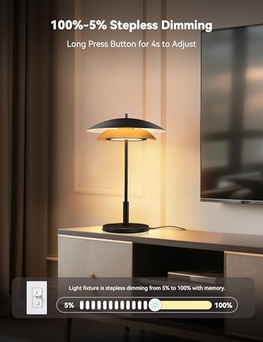 Table Lamp with USB Charging Port Bedside Touch Nightstand Lamp
