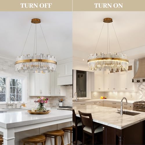 23.6" LED Gold Crystal Chandeliers