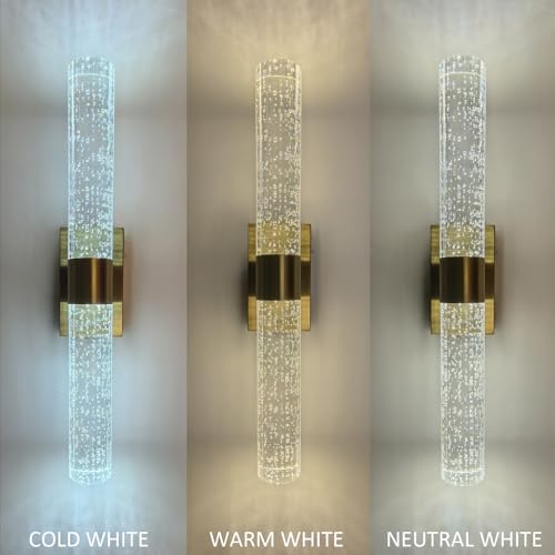 Cordless Gold Crystal Wall Sconces Battery Operated Set of 2 with Remote