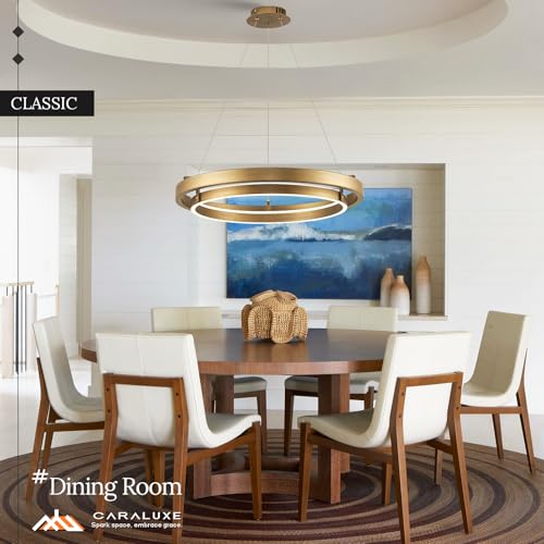 LED 2 Ring Brass Gold Chandelier Dimmable Up Down Light
