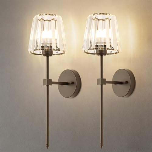 Crystal Battery Operated Wall Sconces Set of 2 (2 Count)