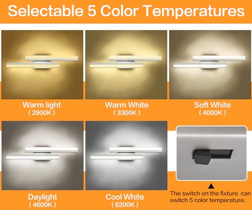 24 Inch LED Vanity Light Brushed Nickel Bathroom Light Fixtures Over Mirror Modern Bath Lighting Bar 5CCT