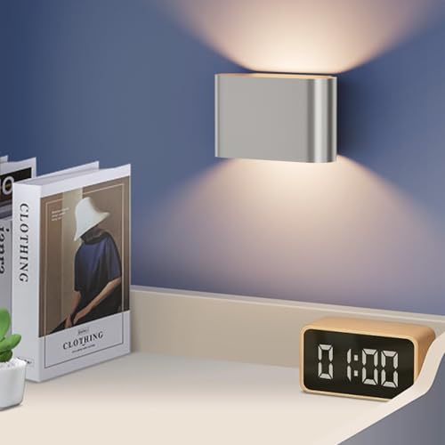 Nickel Modern LED Wall Sconces Set of 2 Indoor Wall Lights Hardwired Up and Down Wall Mount Light for Living Room Bedroom Hallway Corridor Conservatory Warm White 3000K (2 Count)