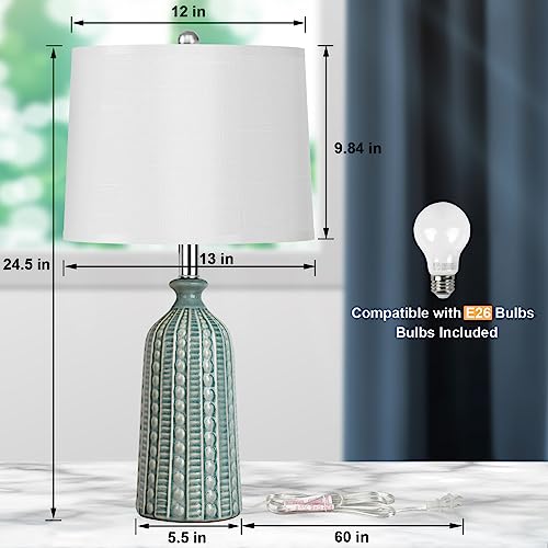 Green Ceramic Table Lamp 24.5"