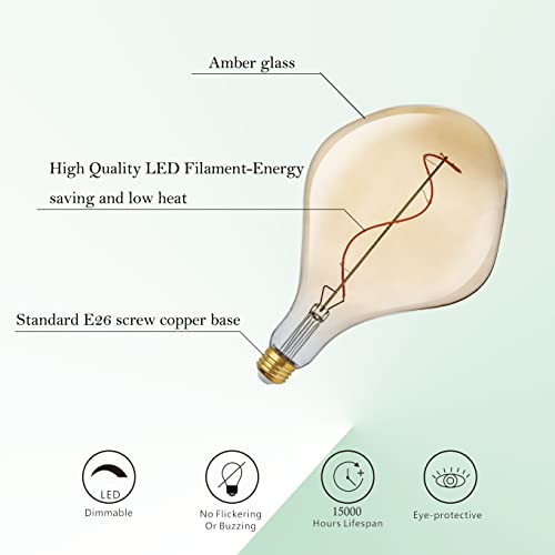 A165 Oversized LED Edison Light Bulb Dimmable 5W 250lm E26 2200K 1PC