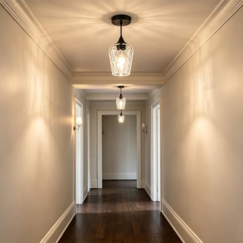 Black Pendant Lights Kitchen Island Hammered Glass Hanging Lights (3 Count)