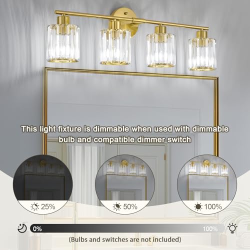 Modern Gold Crystal Bathroom Light Fixtures