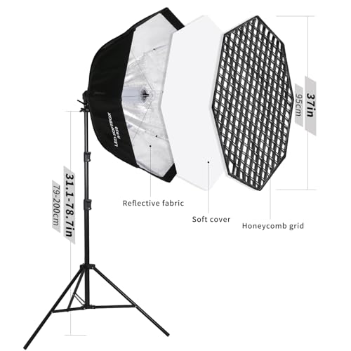110W Octagonal Parabolic Softbox Lighting Kit with Honeycomb Grid (2 Count)