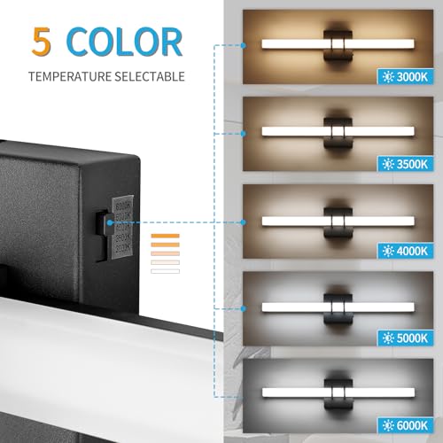 Modern Black Vanity Light Bar 24 Inch