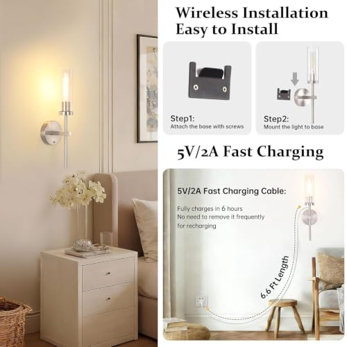 Battery Operated Wall Sconces Set of 2 (2 Count)