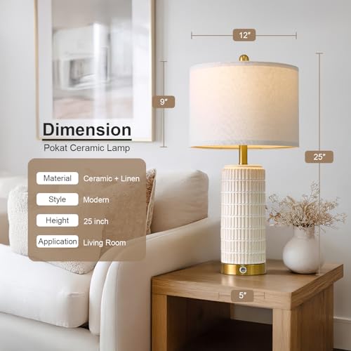 Touch Bedside Table Lamps with 2 USB for Bedroom Living Room